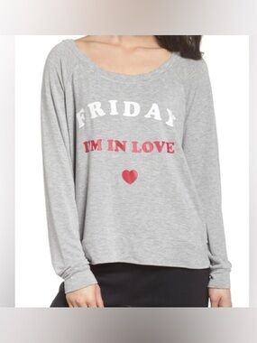 The Laundry Room Grey Scoop-Neck Graphic Pullover